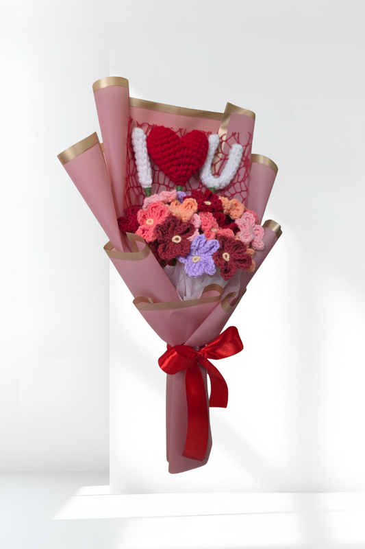 I Love U with forget Me Not Flowers