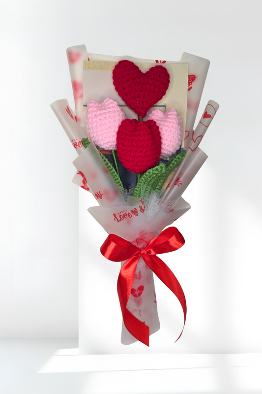Red heart, Tulip and pink Tulips