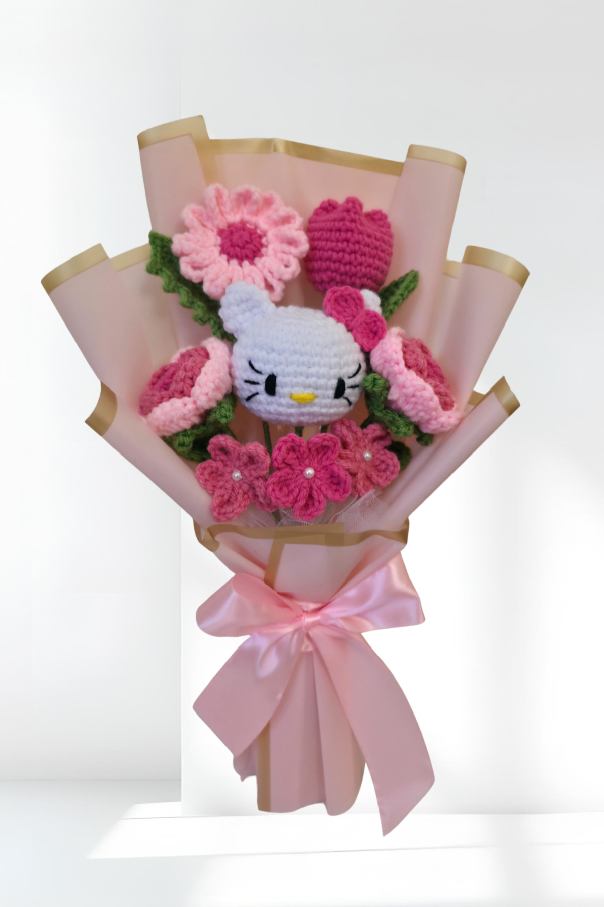 Flower bouquet - Crochet mix flower bouquet with a hello kitty