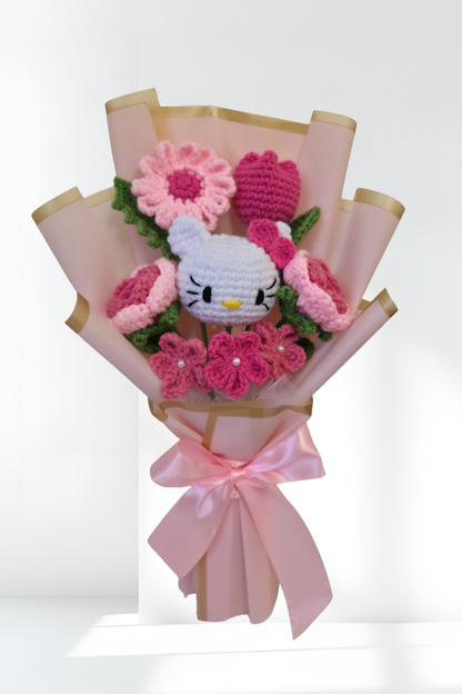 Flower bouquet - Crochet mix flower bouquet with a hello kitty