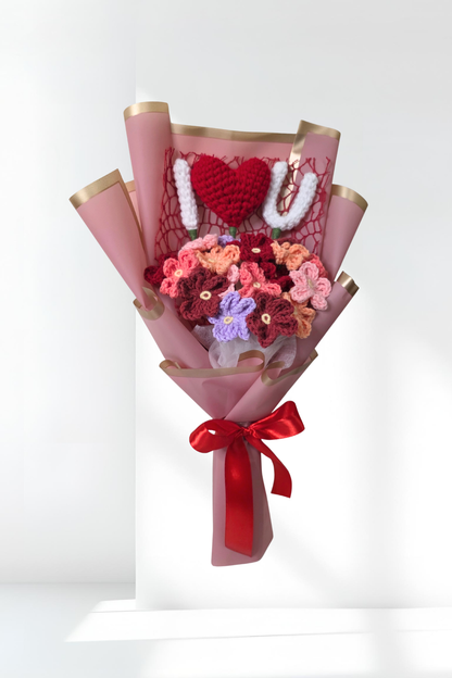 I Love U with forget Me Not Flowers