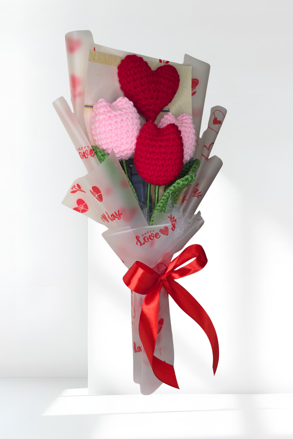Red heart, Tulip and pink Tulips