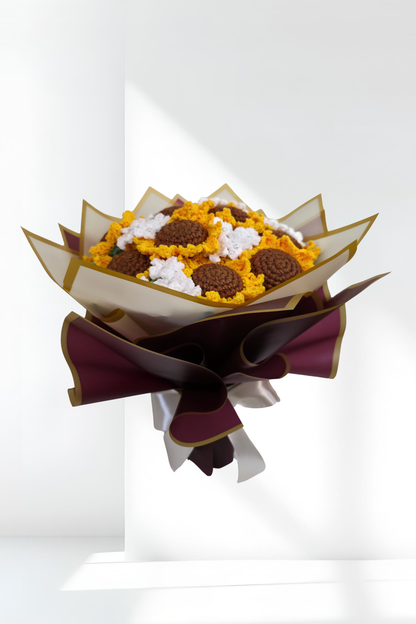 handmade sunflower crochet bouquet