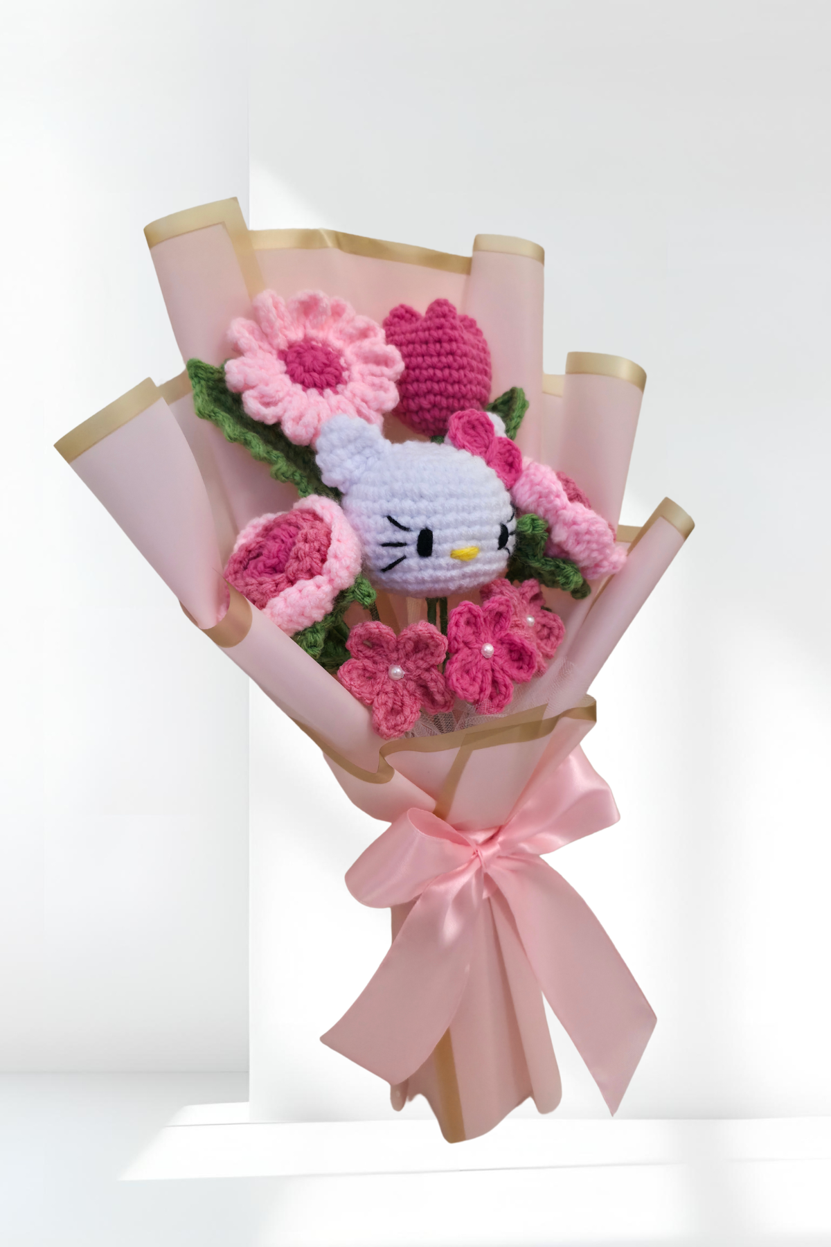 Flower bouquet - Crochet mix flower bouquet with a hello kitty