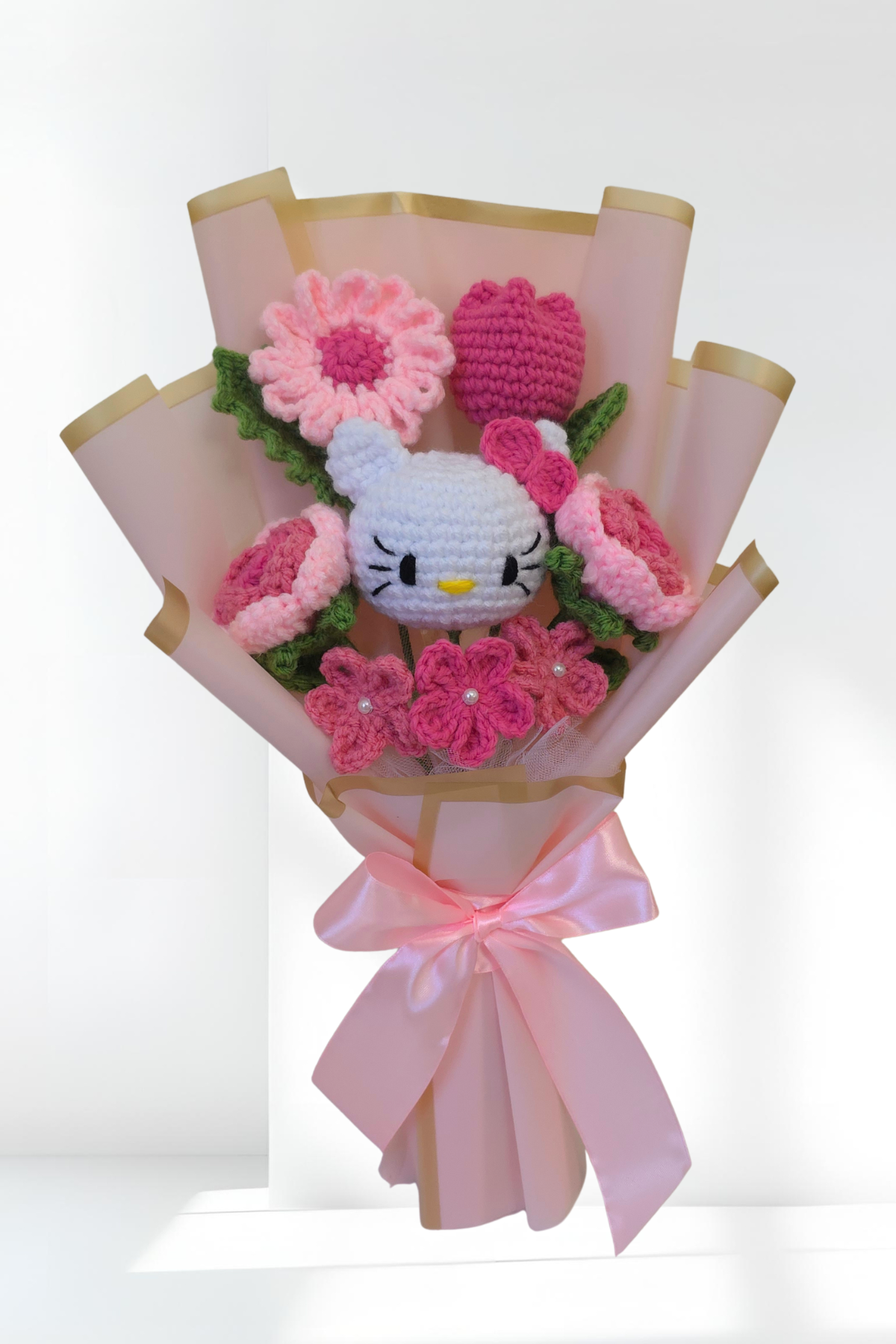 Flower bouquet - Crochet mix flower bouquet with a hello kitty