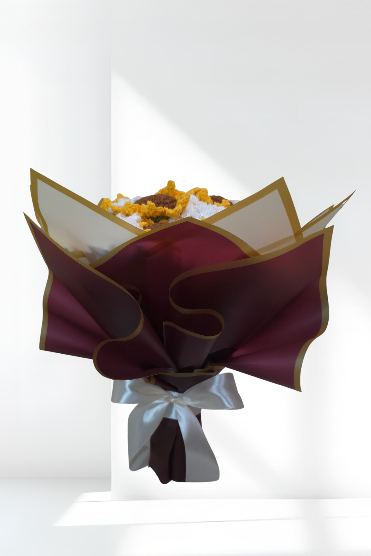 handmade sunflower crochet bouquet