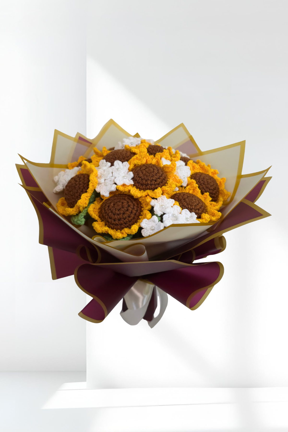 handmade sunflower crochet bouquet