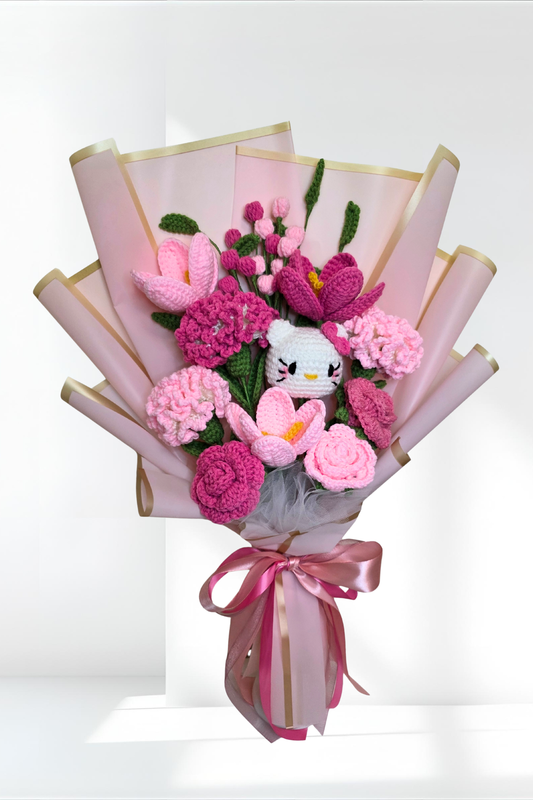 Pink Mix Flower Bouquet With Hello Kitty
