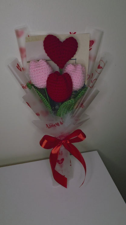 Red heart, Tulip and pink Tulips