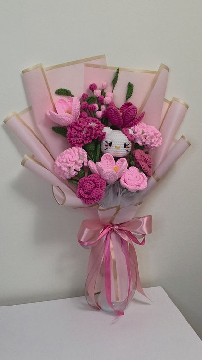 Pink Mix Flower Bouquet With Hello Kitty