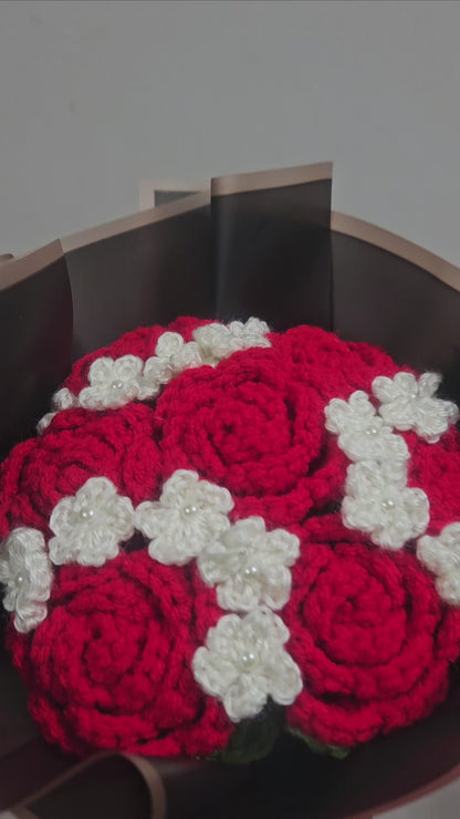 Flower Bouquet - Crochet Red Rose Bouquet