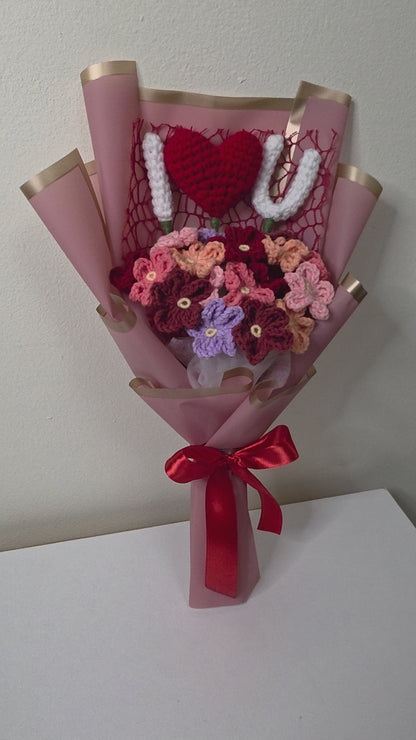 I Love U with forget Me Not Flowers