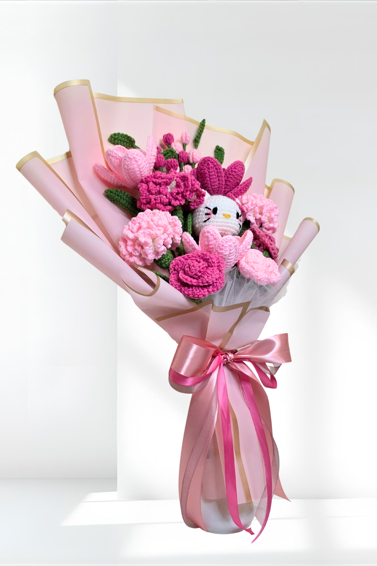 Pink Mix Flower Bouquet With Hello Kitty